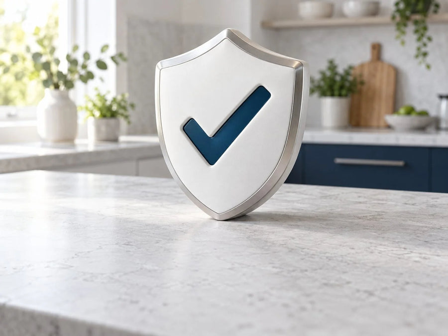 Schild met vinkje op aanrecht
