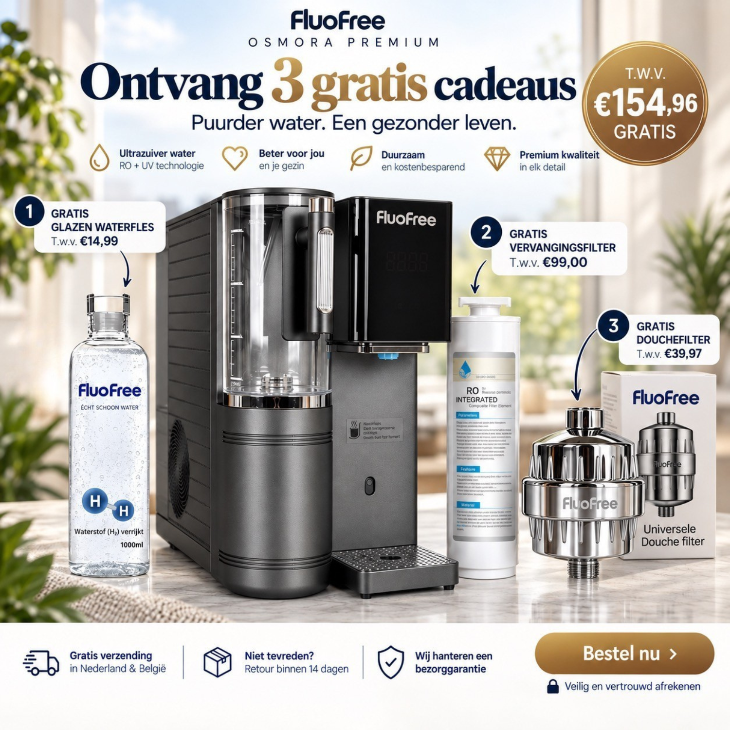 Osmora Premium | Geavanceerd aanrechtfilter met waterstofverrijking