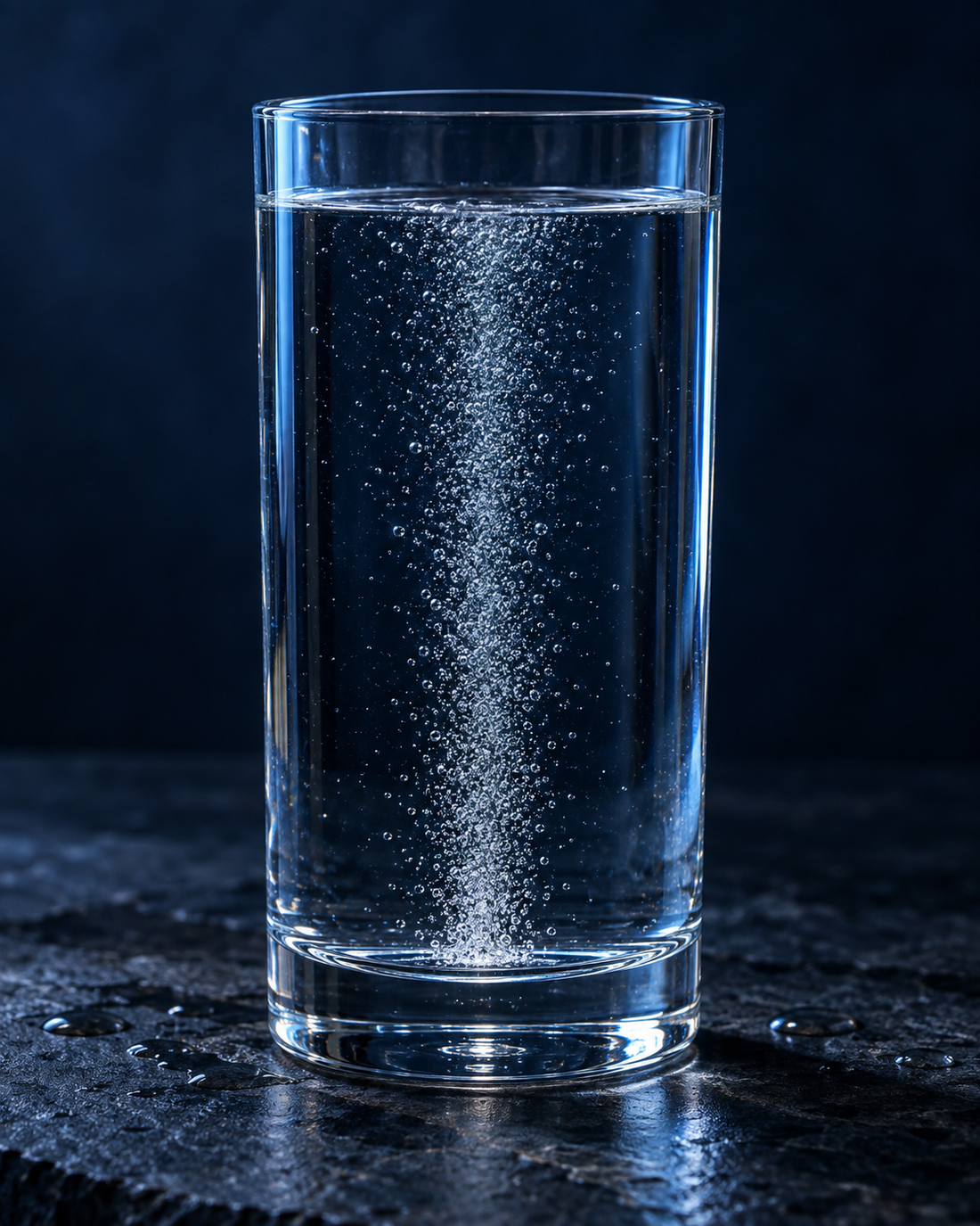 Glas Wasser mit feinen Wasserstoffbläschen